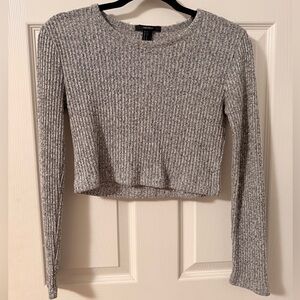 Forever 21 Gray Knit Ribbed Crop Top